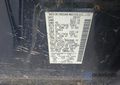 2008 Nissan Pathfinder S from USA, damaged, VIN 5N1AR18B58C630012